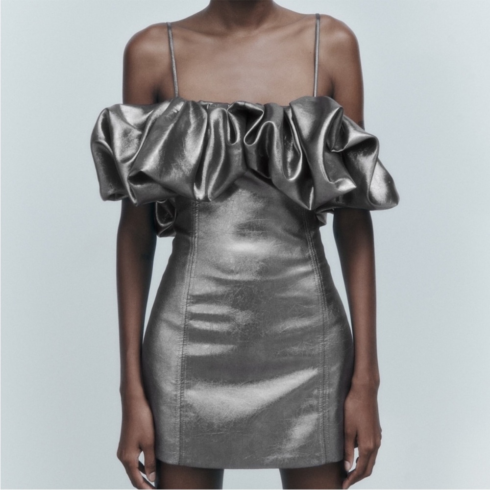 Zara metallic ruffle dress